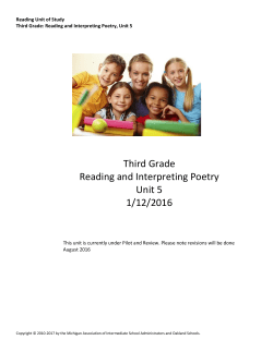 Third Grade Reading and Interpreting Poetry Unit 5 1/12/2016
