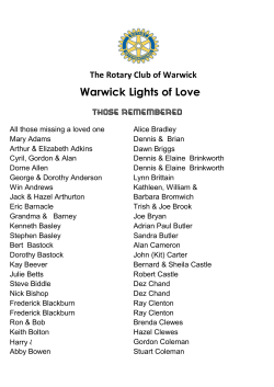 Those remembered - Rotary Club Of Warwick