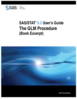 SAS/STAT 9.2 User`s Guide: The GLM Procedure (Book Excerpt)