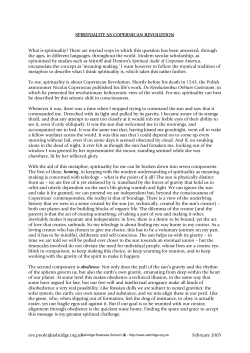 Spirituality as Copernican Revolution