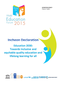 Education 2030: Towards inclusive and equitable quality education