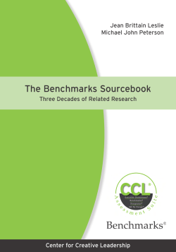 The Benchmarks Sourcebook - Center for Creative Leadership