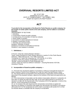 overvaal resorts limited act - Department of Public Enterprises