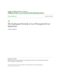 The Inadequate Remedy at Law Prerequisite for an Injunction