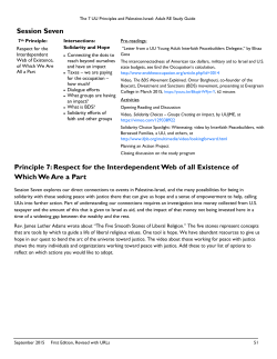 Session Seven Principle 7: Respect for the Interdependent Web of