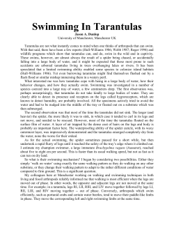 Swimming In Tarantulas