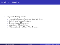 MAT137 - Week 9
