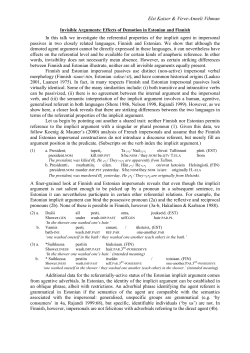 The implicit argument in Finnish and Estonian impersonal passives