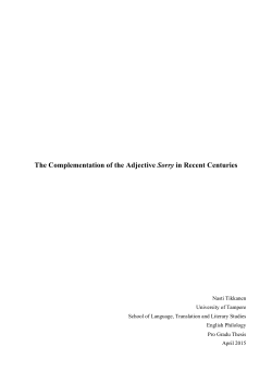 The Complementation of the Adjective Sorry in Recent Centuries