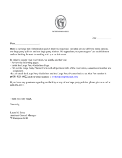 Large Party Planner Guidelines