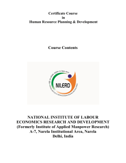 Course Contents NATIONAL INSTITUTE OF LABOUR ECONOMICS