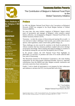 Taxonomy Battles Poverty - Belgian National Focal Point to the