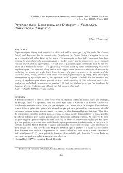 Psychoanalysis, Democracy, and Dialogism / Psican&aacute;lise