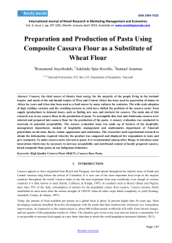 Preparation and Production of Pasta Using Composite Cassava