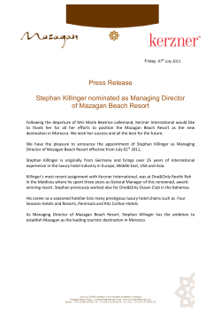 Press Release Stephan Killinger nominated as Managing Director of