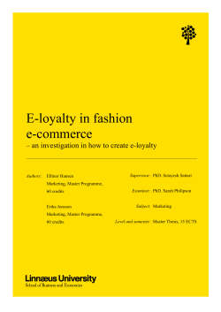 E-loyalty in fashion e-commerce