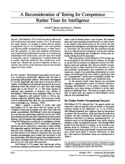 A Reconsideration of Testing for Competence Rather Than for