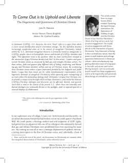 To Come Out is to Uphold and Liberate: The Hegemony and