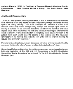 Judge J. Flaherty (1978). In The Court of Common Pleas of