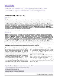 Multiple Developmental Pathways to Conduct Disorder