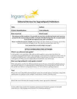 Editorial)Review!for$IngramSpark$Publishers!
