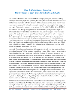 Ellen G. White Quotes Regarding the Revelation of God`s Character