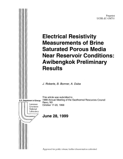 Electrical Resistivity Measurements of Brine Saturated