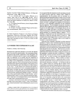 LAVOISIER THE EXPERIMENTALIST