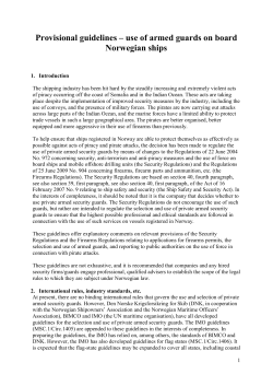 Provisional guidelines &ndash; use of armed guards