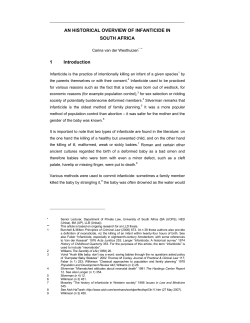 AN HISTORICAL OVERVIEW OF INFANTICIDE IN SOUTH AFRICA