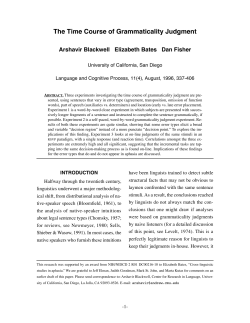 The Time Course of Grammaticality Judgment