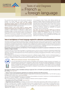 Tests of and Degrees in French as a foreign language