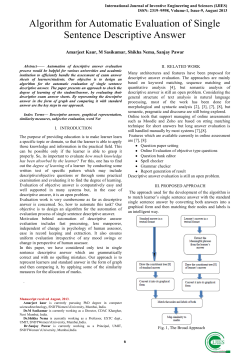 Algorithm for Automatic Evaluation of Single Sentence
