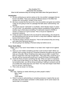 One Another Pt 3 Admonish - Vineyard Community Church