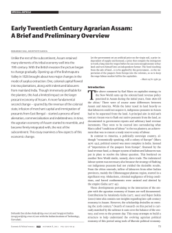 Early Twentieth Century Agrarian Assam: A Brief and Preliminary