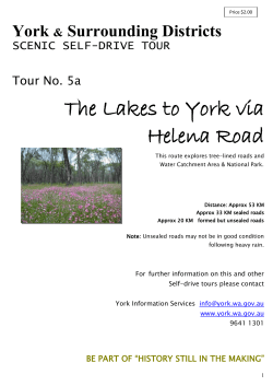 Self Drive Tour 5a - the Lakes to York Via Helena Road