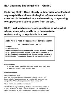 ELA Literature Enduring Skills -- Grade 2 Enduring Skill 1: Read