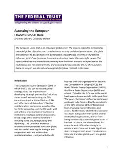 Assessing the European Union`s Global Role: A Federal Trust Report