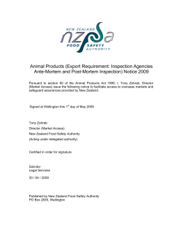 Animal Products (Export Requirement: Inspection Agencies Ante