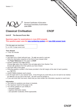 GCE Classical Civilisation Unit 2F - The Second Punic War Question