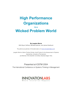 High Performance Organizations Wicked Problem World