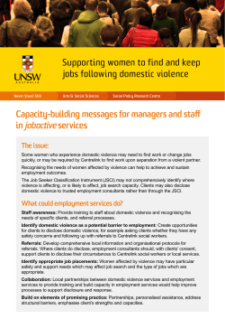 Supporting women to find and keep jobs following domestic violence