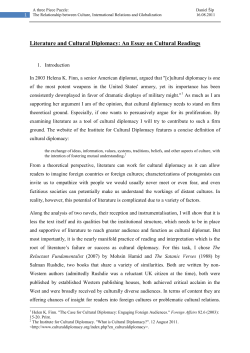 Literature and Cultural Diplomacy: An Essay on Cultural Readings