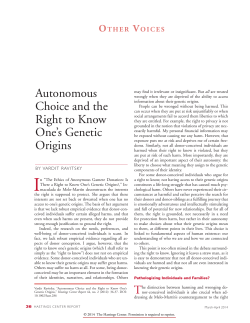 Autonomous Choice and the Right to Know One`s Genetic Origins