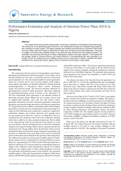 Performance Evaluation and Analysis of Omotoso Power Plant 2016