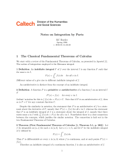 Notes on Integration by Parts 1 The Classical Fundamental