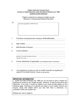 Access To Medical Records Form
