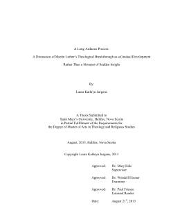 A Long Arduous Process: A Discussion of Martin Luther`s