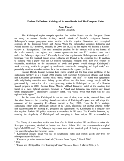 Brian Vitunic, Enclave To Exclave: Kaliningrad Between Russia And