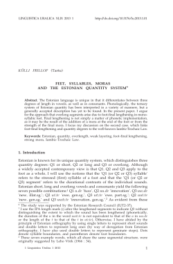 FEET, SYLLABLES, MORAS AND THE ESTONIAN QUANTITY